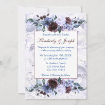 Blaue und Lila Rose Einladung Hochzeiten