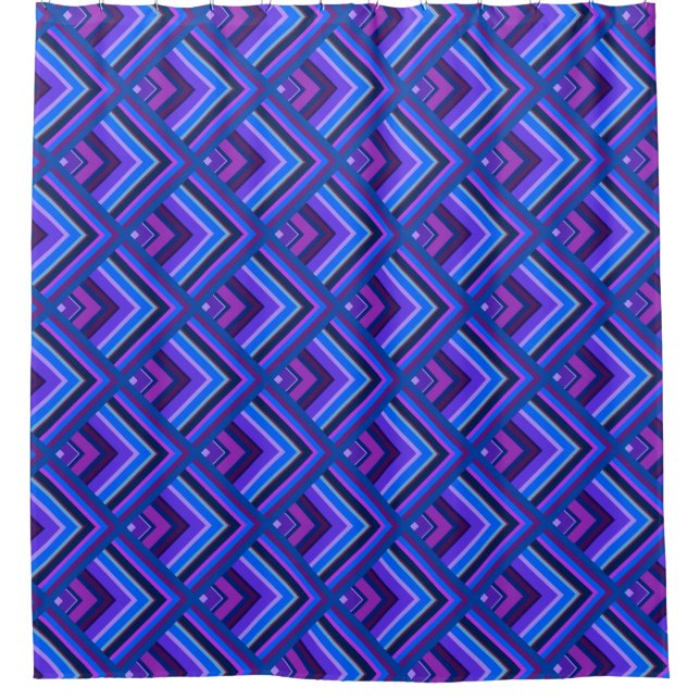 Blaue und lila Streifen Duschvorhang (Vorderseite)