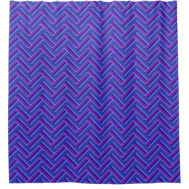 Blaue und lila Streifen Duschvorhang (Vorderseite)