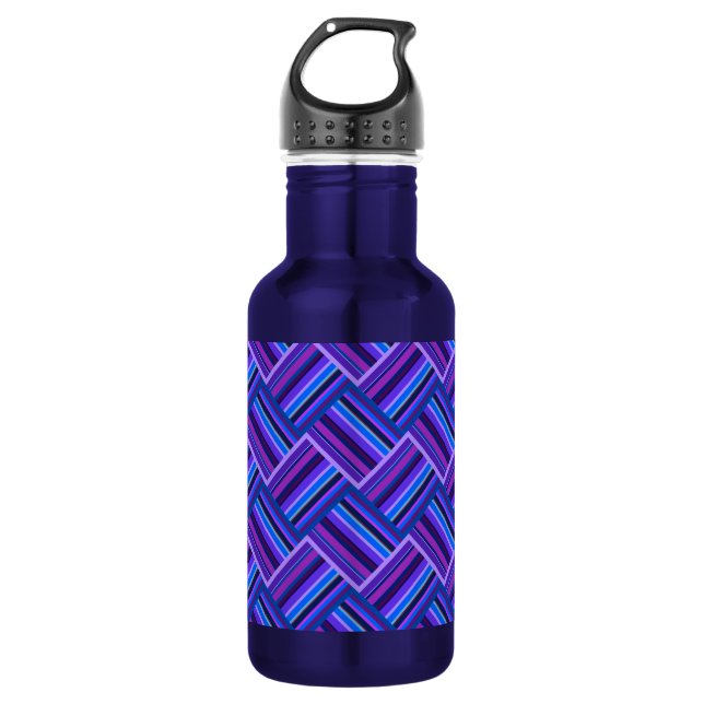 Blaue und lila Streifen Edelstahlflasche (Vorderseite)
