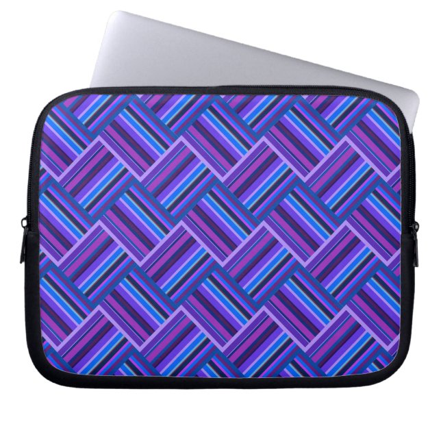 Blaue und lila Streifen Laptopschutzhülle (Vorderseite)