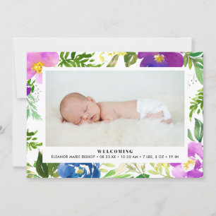 Blaue und Lila Wasserfarbe Blumenverkündung Ankündigung