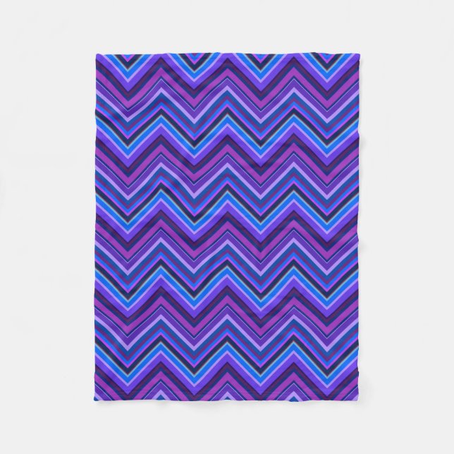 Blaue und lila Zickzackstreifen Fleecedecke (Vorderseite)