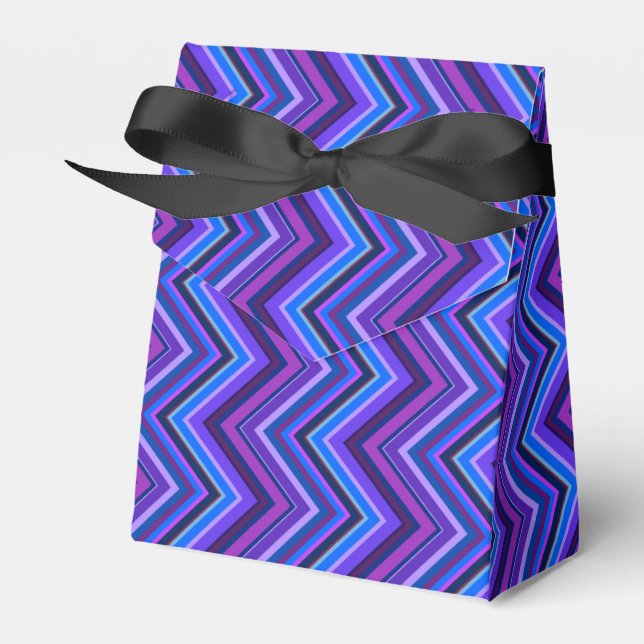 Blaue und lila Zickzackstreifen Geschenkschachtel (Vorderseite)