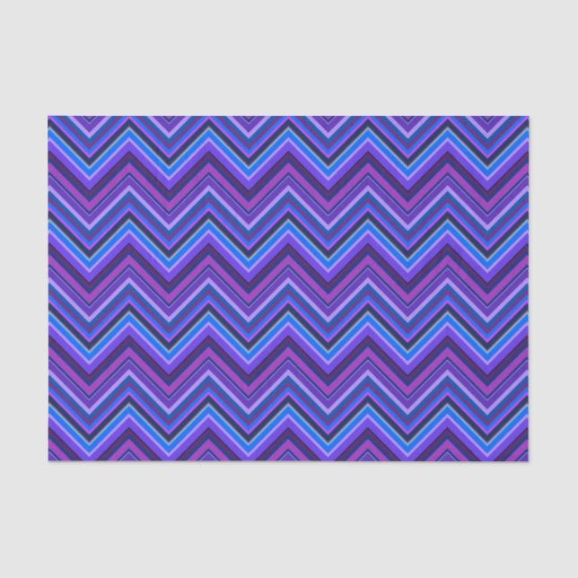 Blaue und lila Zickzackstreifen Seidenpapier (Vorderseite)