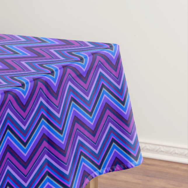 Blaue und lila Zickzackstreifen Tischdecke (Beispiel)