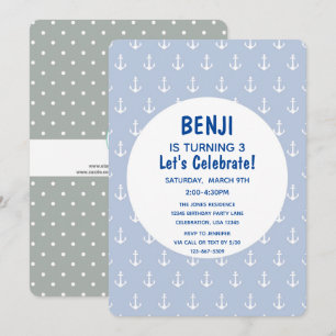 Blaue und Marine Anchor zum Geburtstag Einladung