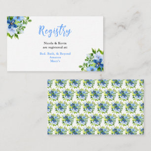 Blaue und marineblaue Blumen mit Laub Begleitkarte