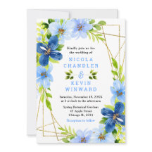 Blaue und marineblaue Blumen mit Laub Hochzeit