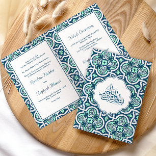 Blaue und Minze islamische arabische Hochzeit Einladung