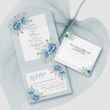 Blaue und minzgrün Aquarellfarben Hochzeit
