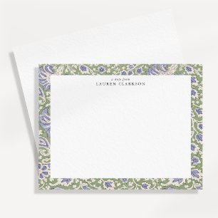 Blaue und Oliv Handblock-Druck inspirierte Floral  Einladung