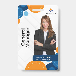 Blaue und orange Moderne Personalisierte Klassik-L Ausweis