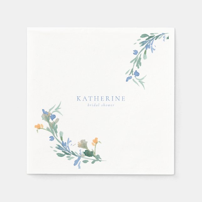 Blaue und orange Wildblume kundenspezifisches Brau Serviette (Vorderseite)