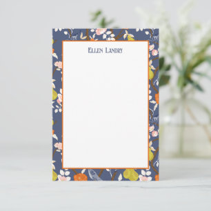 Blaue und orangefarbene Chinoiserie Vögel Dankeskarte
