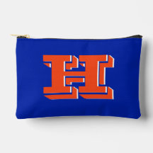 Blaue und orangefarbene Collegestil-Monogramm