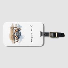 Blaue und orangefarbene Krabbe am Strand Gepäckanhänger