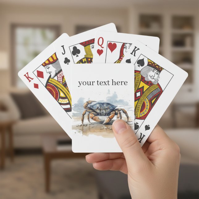Blaue und orangefarbene Krabbe am Strand Spielkarten (Von Creator hochgeladen)