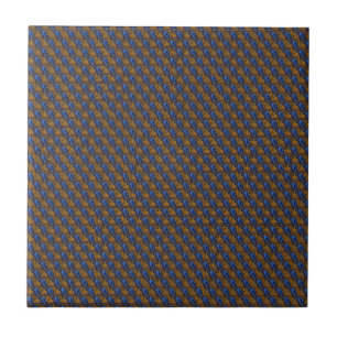 Blaue und orangefarbene Pfauenfedermuster Fliese