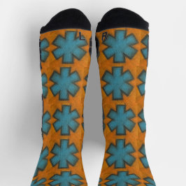 Blaue und orangefarbene Socken "Star of Life"