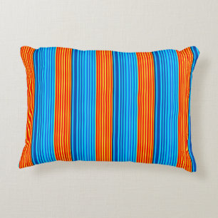 Blaue und orangefarbene Streifen Dekokissen