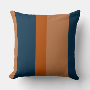 Blaue und orangefarbene Streifen Kissen