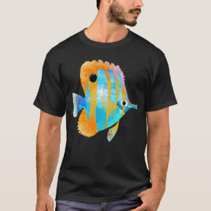 Blaue und orangefarbene tropische Fische T-Shirt