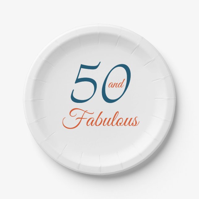 Blaue und Orangen-50. Pappteller (Vorderseite)