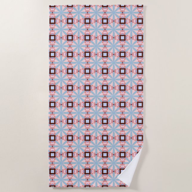 Blaue und rosa Farbtöne geometrisches Muster  Strandtuch (Vorderseite)