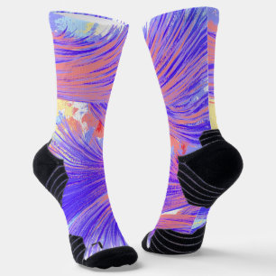Blaue und rosa Feathers Socken