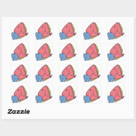 Blaue und rosa Fische Quadratischer Aufkleber