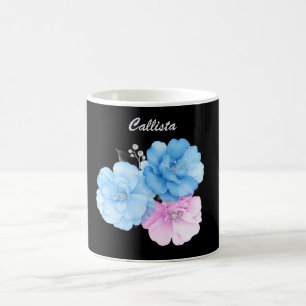Blaue und rosa florale Eleganz Kaffeetasse