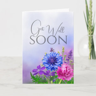 Blaue und rosa florale personalisierte Karte zur b