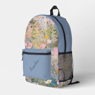 Blaue und rosa Frühlingshügel Hintergrund Bedruckter Rucksack