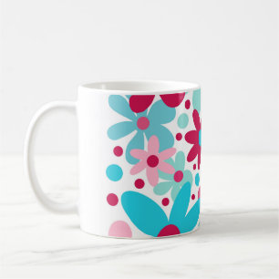 Blaue und rosa funkige Blume Kaffeetasse