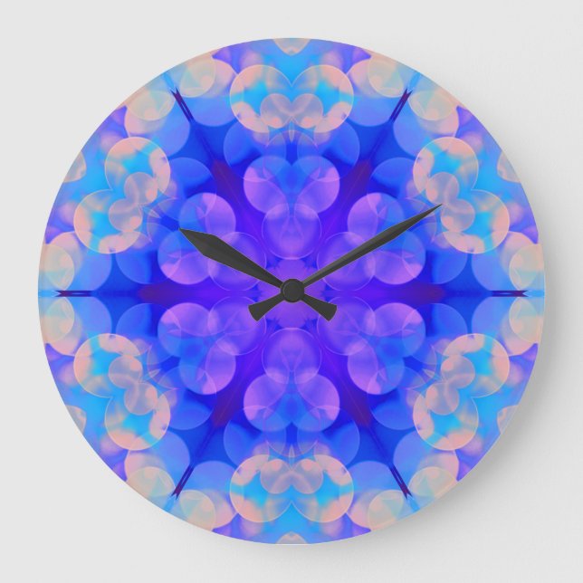 Blaue und rosa Gradient Pastel Bubble Art Große Wanduhr (Vorderseite)