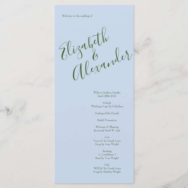 Blaue und rosa Hochzeitsheime Pastellblütenfrüchte Menükarte (Vorderseite)