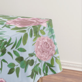 Blaue und rosa Hochzeitsheime Pastellblütenfrüchte Tischdecke