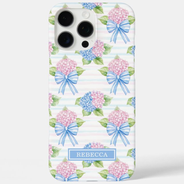 Blaue und rosa Hortensien  iPhone 16 Pro Max Hülle (Rückseite)