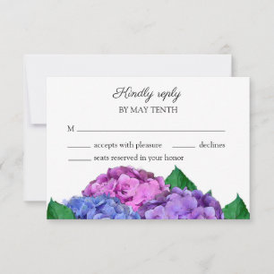 Blaue und rosa Hydrangea-Blume Hochzeit RSVP Karte