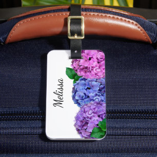 Blaue und rosa Hydrangea-Blume - kundenspezifische Gepäckanhänger