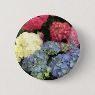 Blaue und rosa Hydrangea Digitale Blume Button