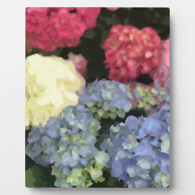 Blaue und rosa Hydrangea Digitale Blume Fotoplatte (Vorderseite)