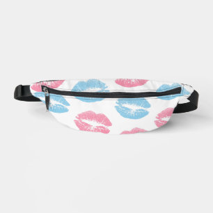 Blaue und rosa Lippenmuster, Lipstick, Kiss Bauchtasche