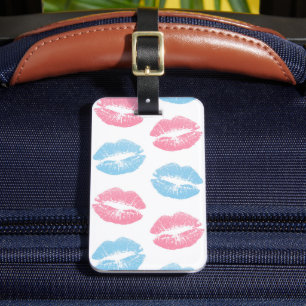 Blaue und rosa Lippenmuster, Lipstick, Kiss Gepäckanhänger