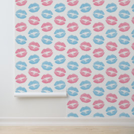 Blaue und rosa Lippenmuster, Lipstick, Kiss Tapete