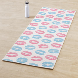 Blaue und rosa Lippenmuster, Lipstick, Kiss Yogamatte