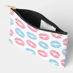 Blaue und rosa Lippenmuster, Lipstick, Kiss Zubehörtasche