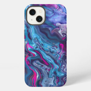 Blaue und rosa Marmor-Acrylabstraktion iPhone Hülle