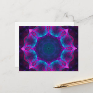Blaue und rosa Neon-Dunkel-Kaleidoskop-Verlauf Postkarte